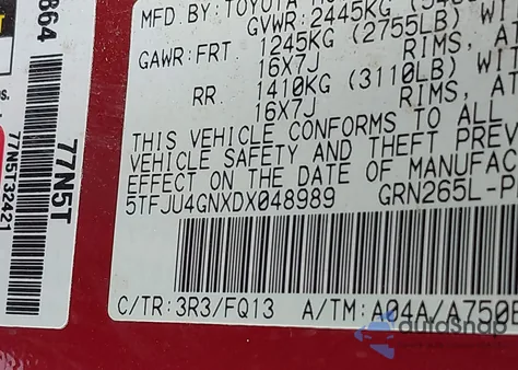 2013 Toyota Tacoma Prerunner V6 from USA, damaged, VIN 5TFJU4GNXDX048989